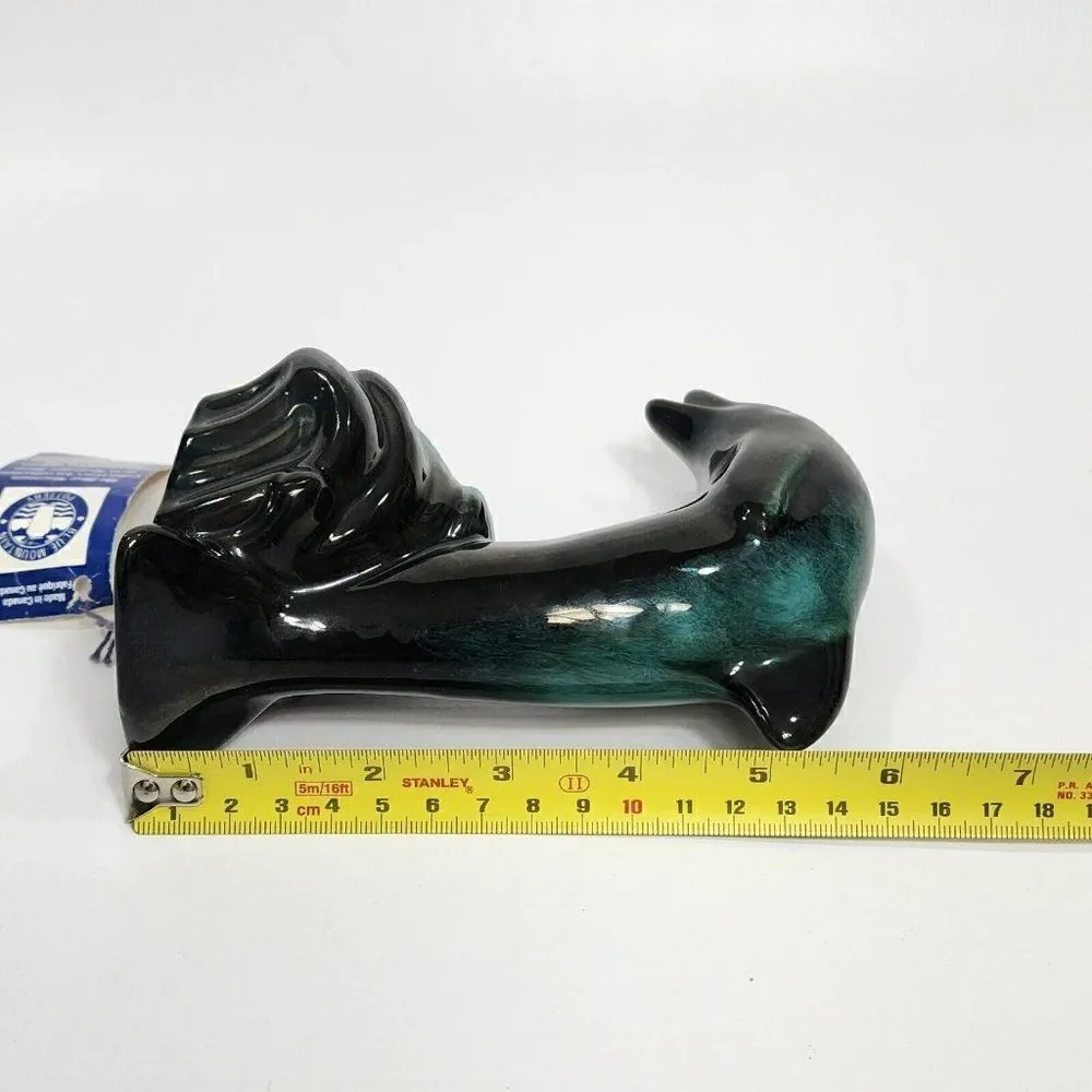 2 Vintage Blue Mountain‎ Pottery Big Dolphin Figures Retro Home Decor - Picture 7 of 10